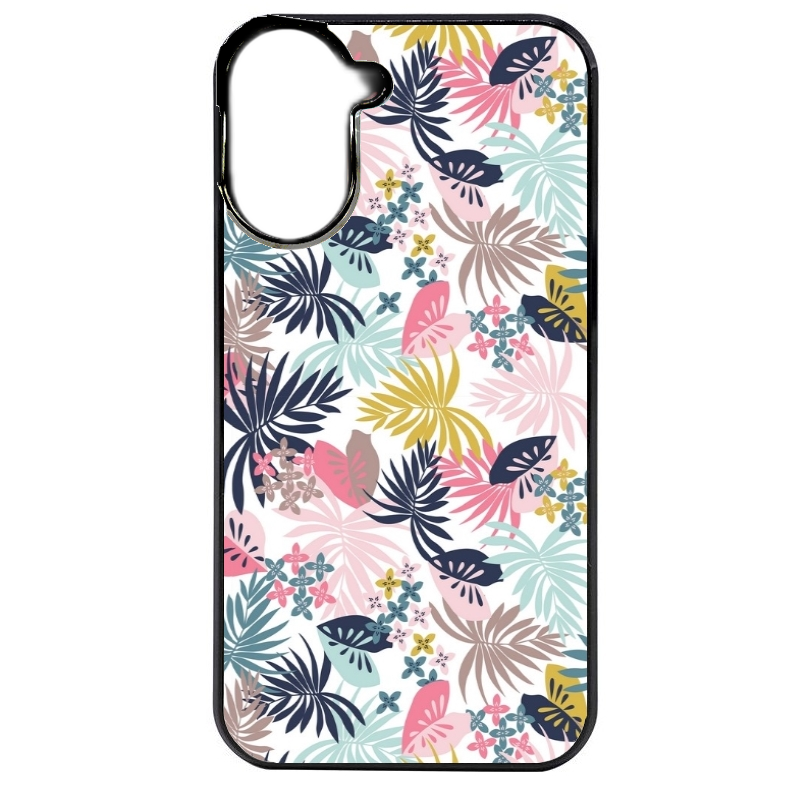 Coque noire taperso pour POCO C71 4G avec motif jungle et fleur rose protection antichoc personnalisée