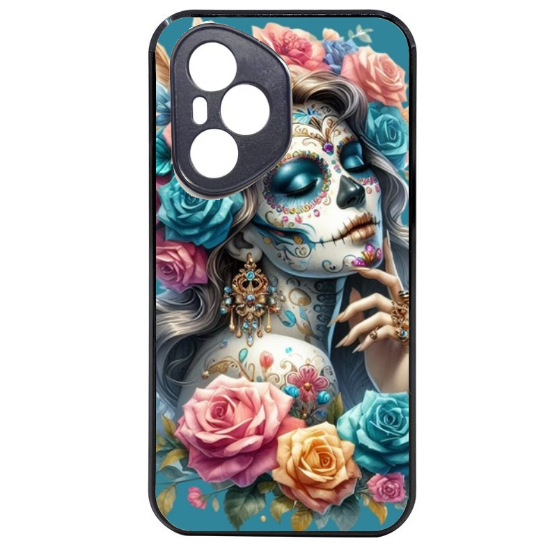Coque noire taperso pour Honor 400 et Lite Pro Smart avec motif tete de mort calavera bleu protection antichoc personnalisée