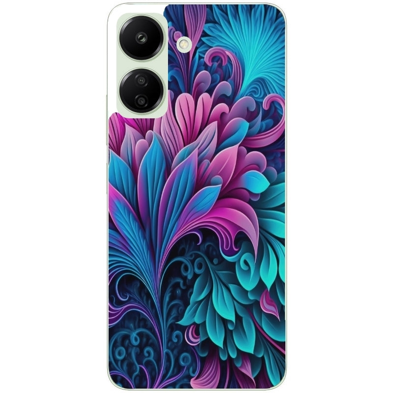 Coque taperso pour POCO C65 4G avec motif tropical violet et des fleurs protection antichoc personnalisée