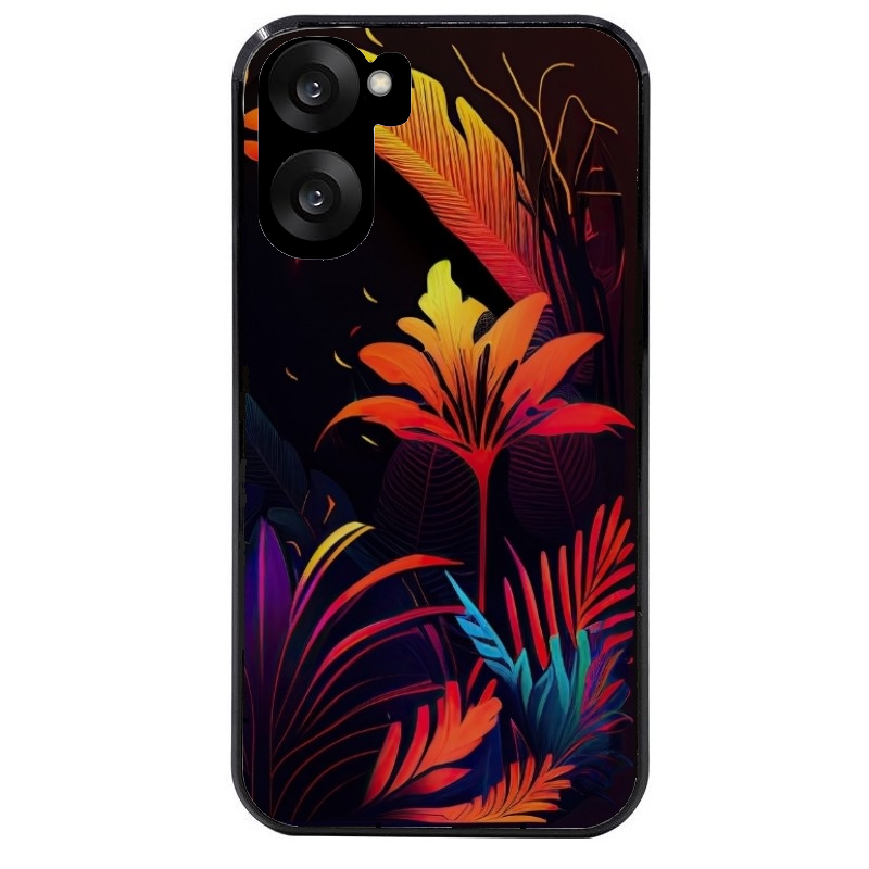 Coque noire taperso pour OnePlus Nord CE5 avec motif tropical jaune protection antichoc personnalisée