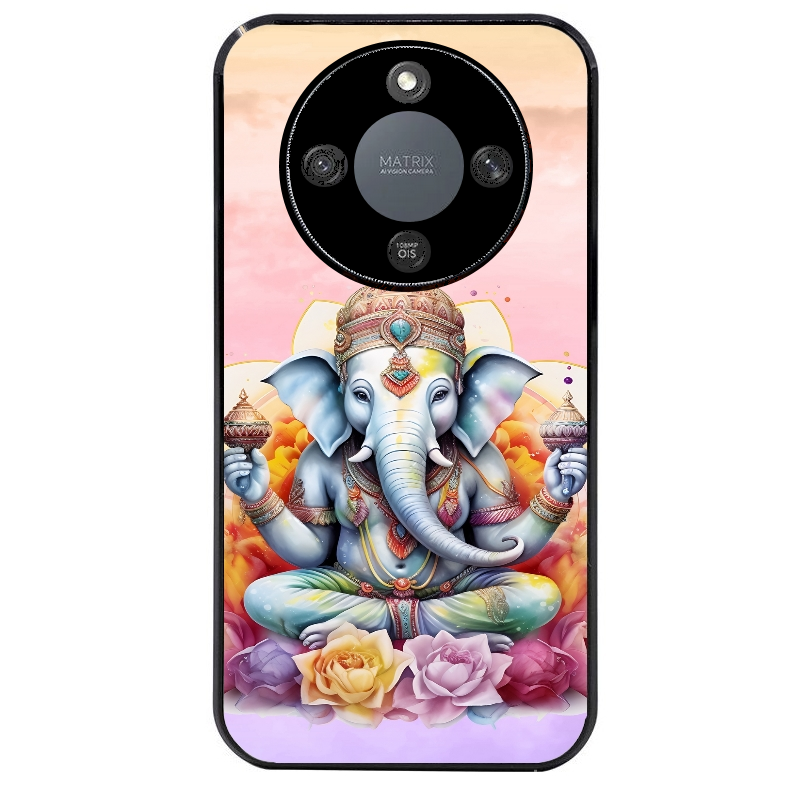 Coque noire taperso pour Honor X9A avec motif elephant namaste protection antichoc personnalisée