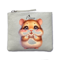 Porte monnaie personnalisé hamster kawaii ivoire en feutrine en feutrine ivoire
