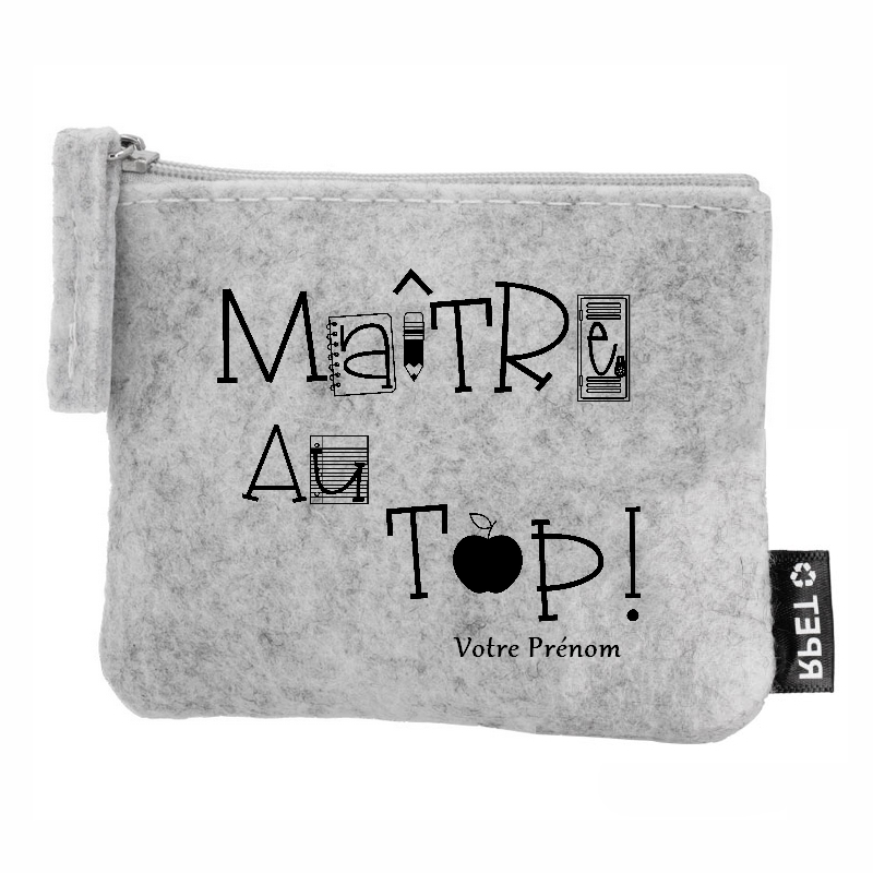 Porte monnaie personnalisé maitre au top en feutrine en feutrine