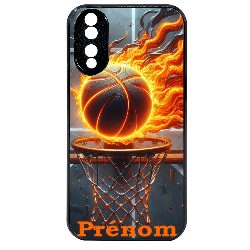 Coque noire taperso pour Honor 70 LITE 90 et LITE avec motif basket flamme personnalisee protection antichoc personnalisée