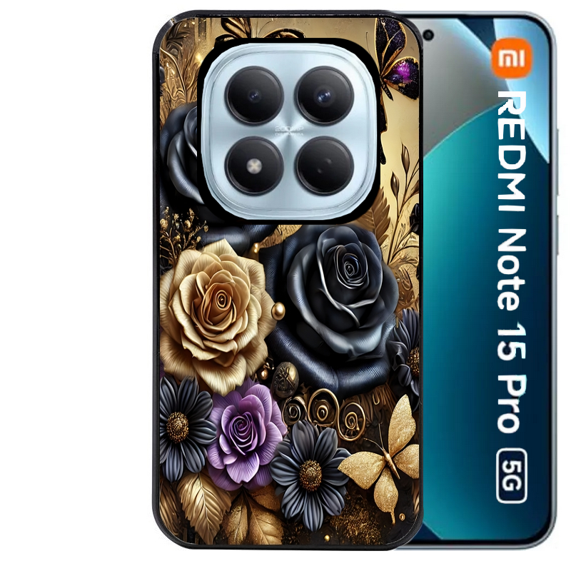 Coque noire taperso pour Redmi Note 15 et PRO PLUS 4G 5G avec motif papillon gothic protection antichoc personnalisée
