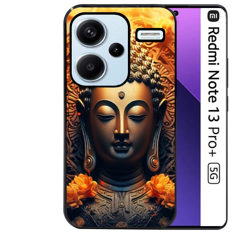 Coque noire taperso pour Redmi Note 13 PRO PLUS 5G avec motif bouddha et fleur protection antichoc personnalisée