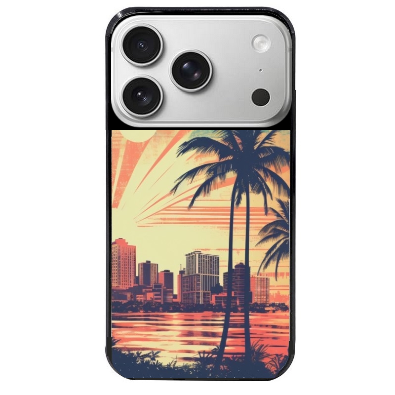 Coque noire taperso pour Iphone 17 17E AIR MAX PRO avec motif hawaii retro protection antichoc personnalisée