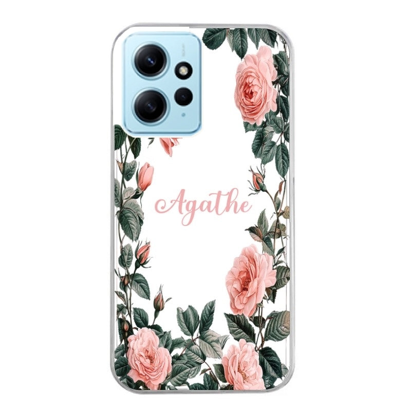 Coque taperso pour POCO X5 5G avec motif cadre fleur pastel personnalisee protection antichoc personnalisée
