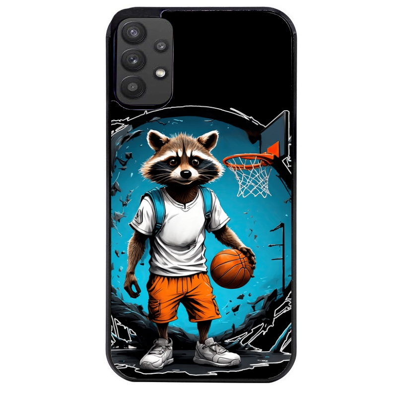 Coque noire taperso pour galaxy A22 A32 A52 A52S 4G 5G  avec motif basket racoon protection antichoc personnalisée