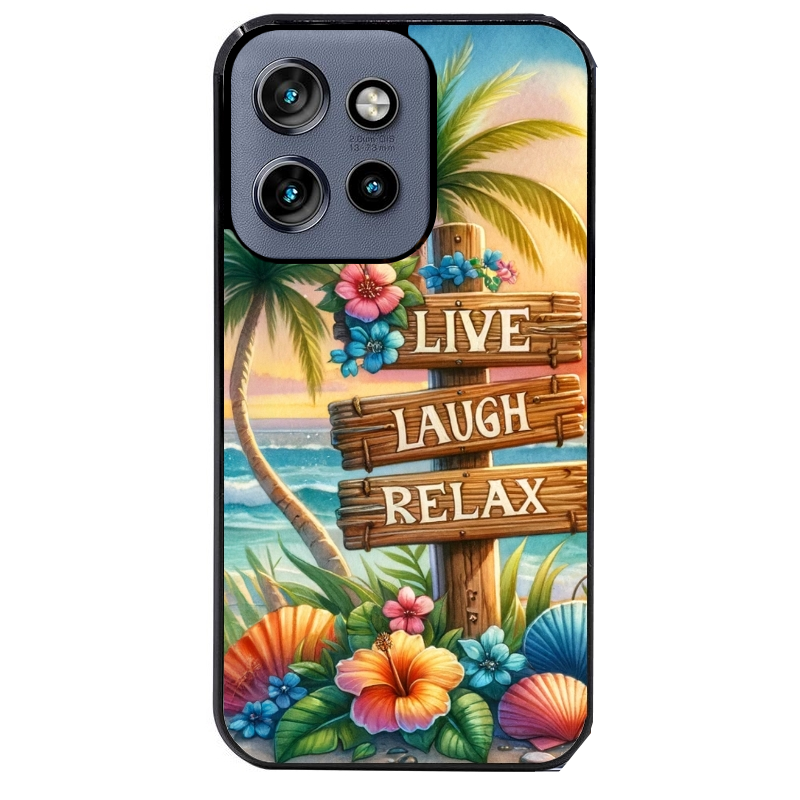 Coque noire taperso pour Moto Edge 60 et Neo Fusion Pro avec motif tropical vacances protection antichoc personnalisée