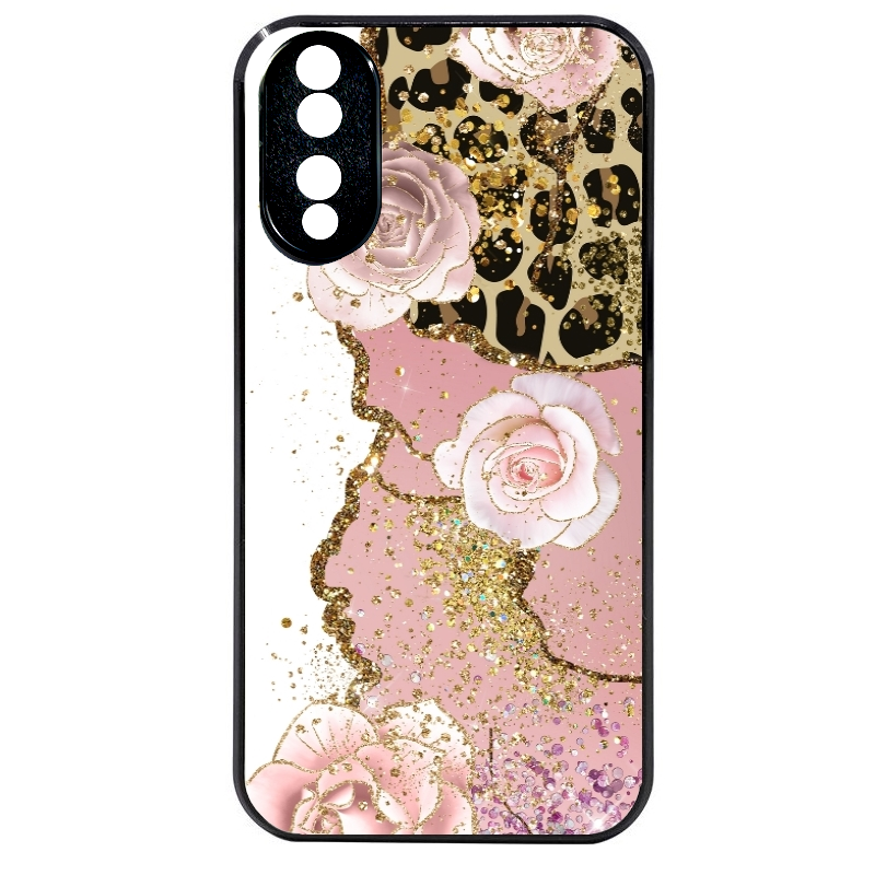 Coque noire taperso pour Honor 70 LITE 90 et LITE avec motif marbre fleur leopard protection antichoc personnalisée