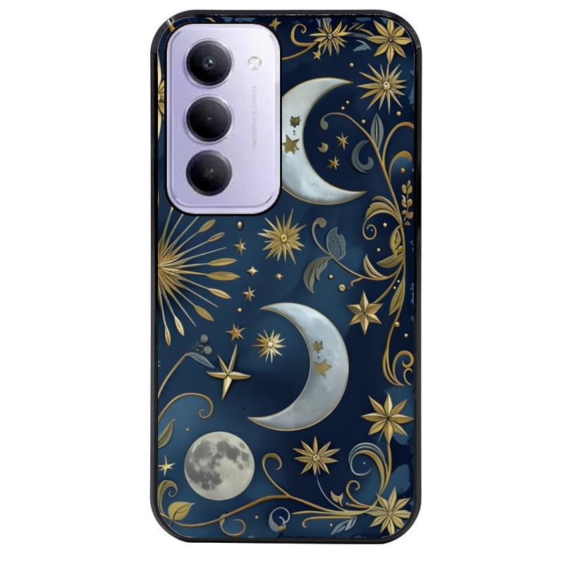 Coque noire taperso pour Redmi 15 4G et 5G avec motif lune et etoile protection antichoc personnalisée