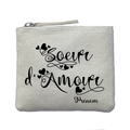 Porte monnaie personnalisé soeur d'amour ivoire en feutrine en feutrine ivoire