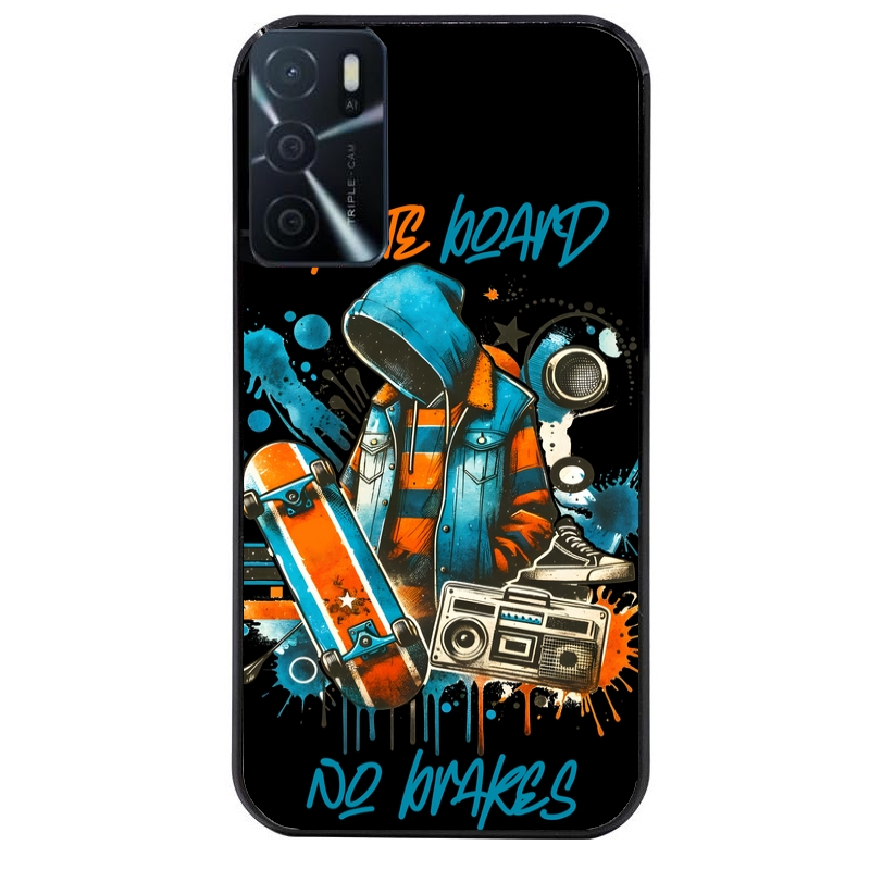 Coque noire taperso pour OPPO A16 et A16S avec motif skate board protection antichoc personnalisée