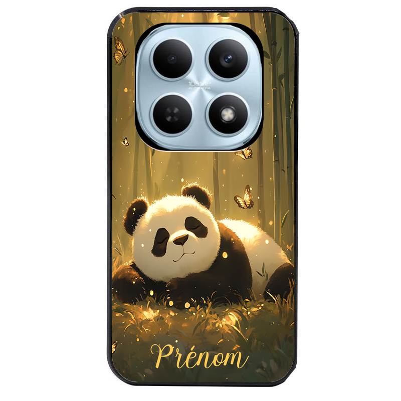Coque noire taperso pour POCO M8 5G et PRO 5G avec motif panda et papillon personnalisee protection antichoc personnalisée