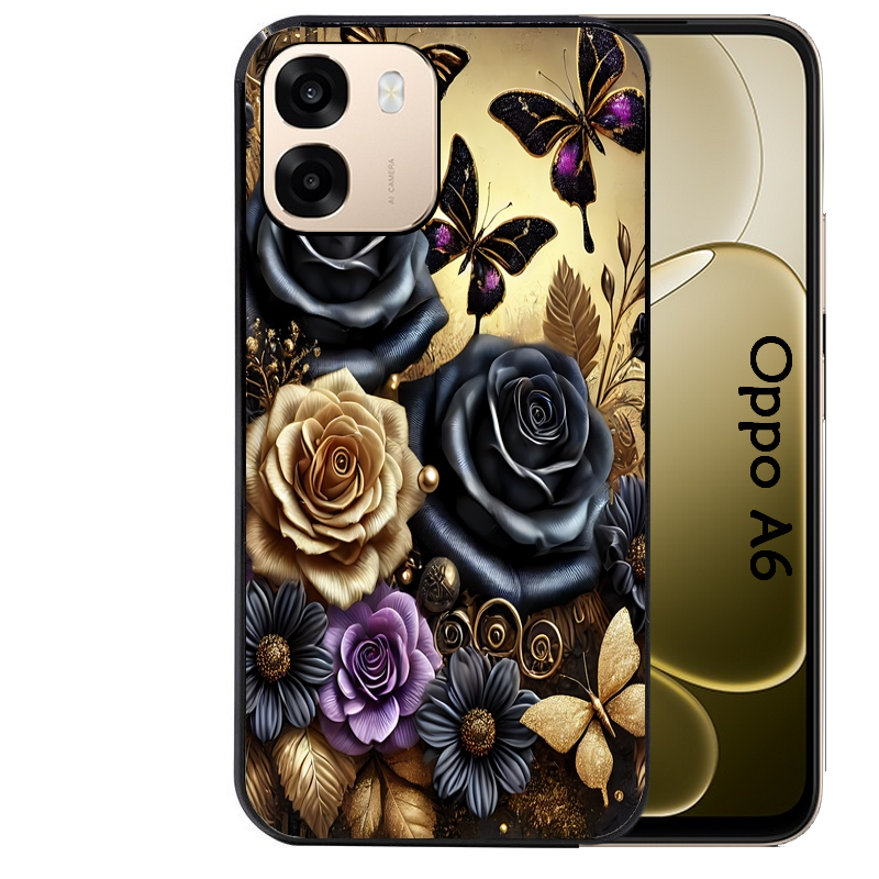 Coque noire taperso pour OPPO A6 A6X 4G et 5G avec motif papillon gothic protection antichoc personnalisée