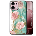 Coque noire taperso pour OPPO A6 PRO 4G et 5G avec motif marbre fleur turquoise protection antichoc personnalisée