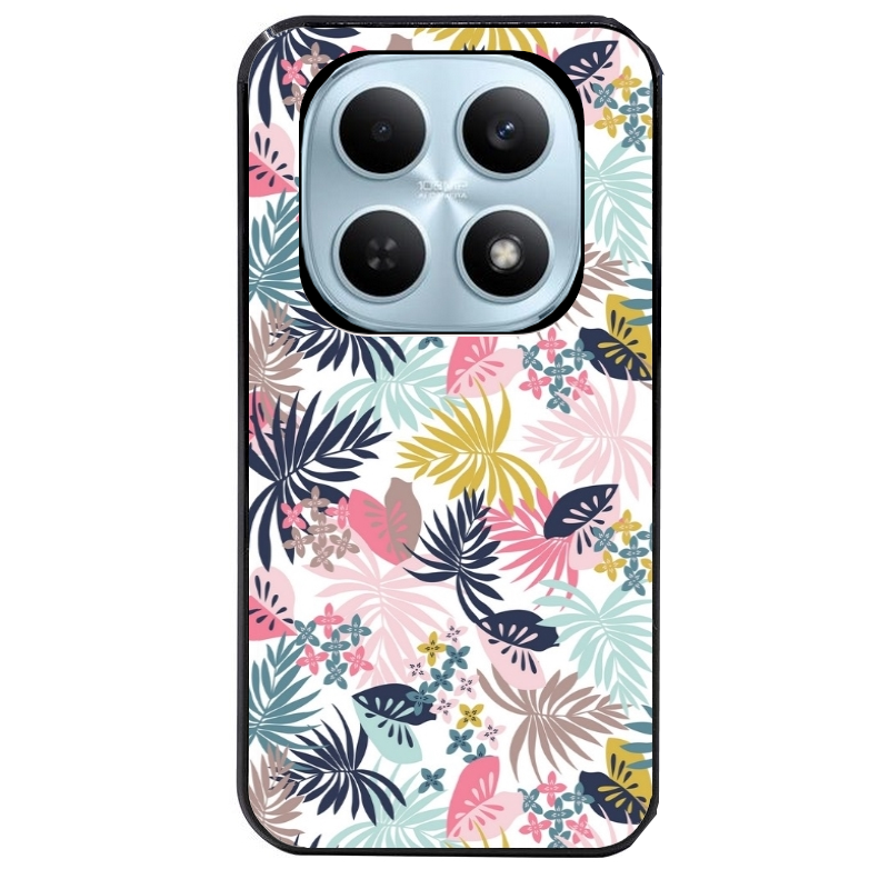 Coque noire taperso pour POCO M8 5G et PRO 5G avec motif jungle et fleur rose protection antichoc personnalisée