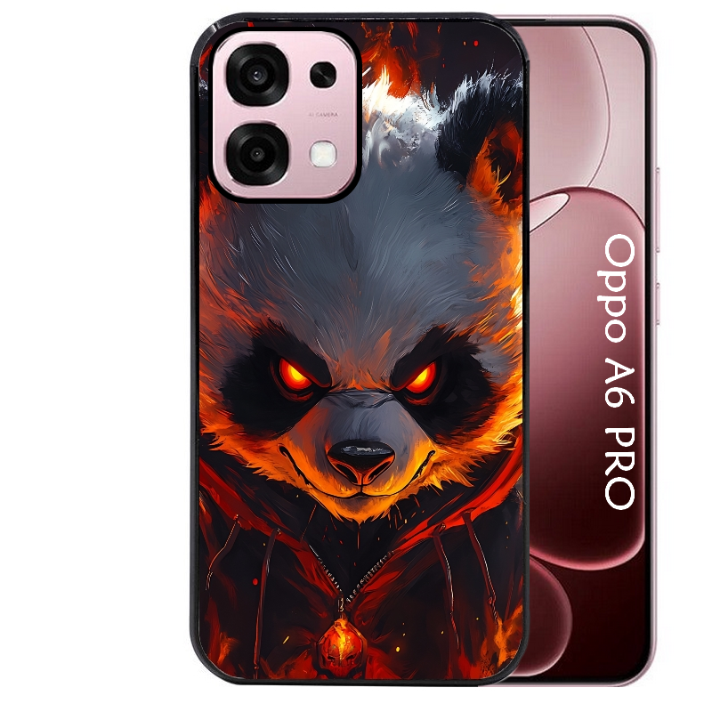 Coque noire taperso pour OPPO A6 PRO 4G et 5G avec motif panda very angry protection antichoc personnalisée