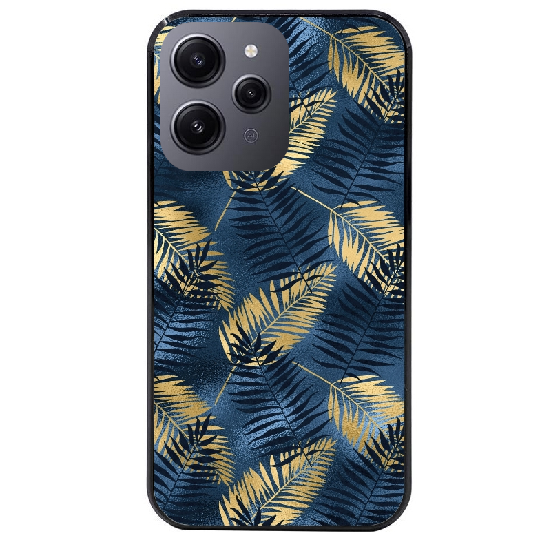 Coque noire taperso pour Redmi 12 4G et 5G avec motif palmier bleu protection antichoc personnalisée