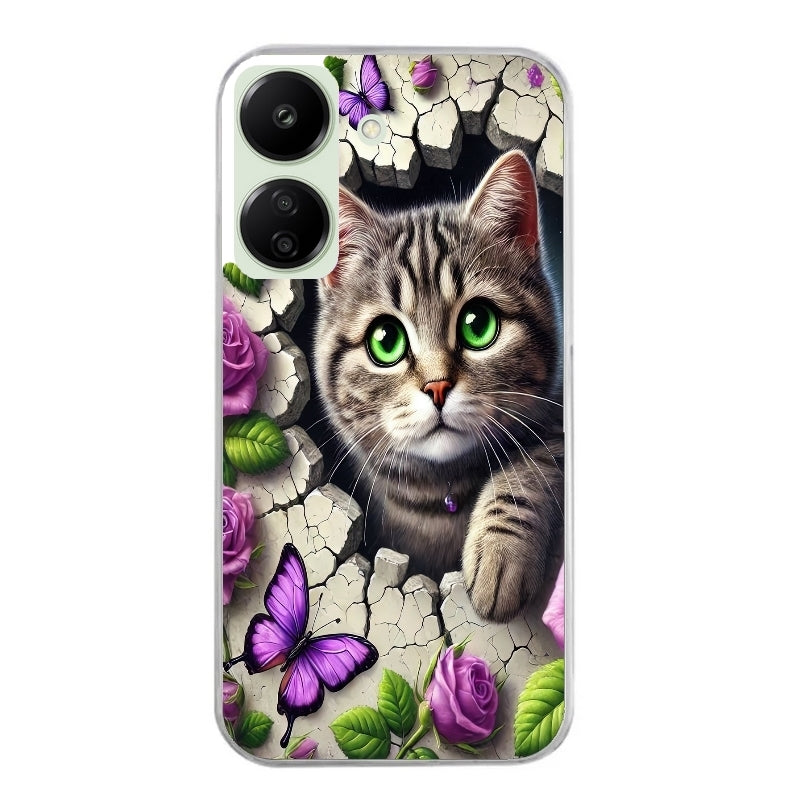 Coque taperso pour POCO C65 4G avec motif chat papillon 3 protection antichoc personnalisée