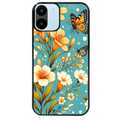 Coque noire taperso pour Redmi A1 et A2 avec motif fleur orange protection antichoc personnalisée