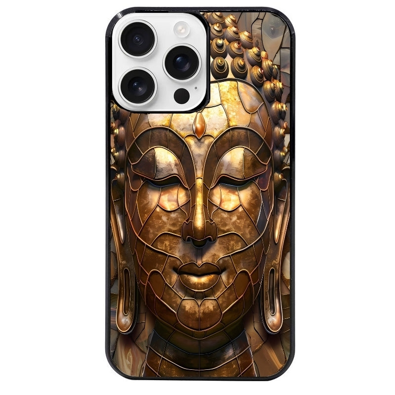Coque noire taperso pour Iphone 16 16E PLUS MAX PRO avec motif bouddha et mosaique protection antichoc personnalisée