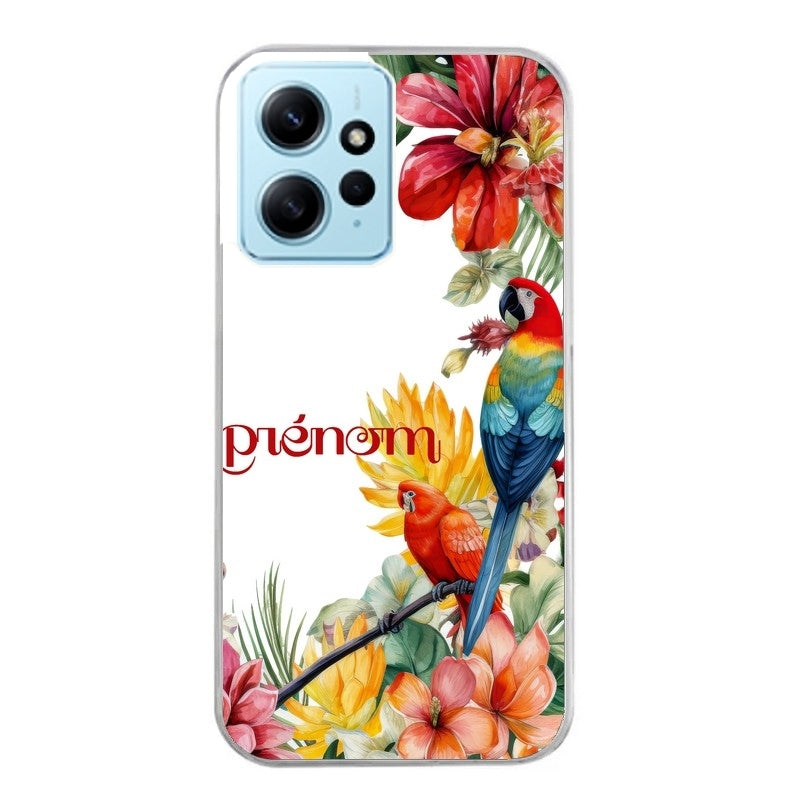 Coque taperso pour Redmi Note 12 4G 5G PRO 4G avec motif perroquet personnalisee protection antichoc personnalisée