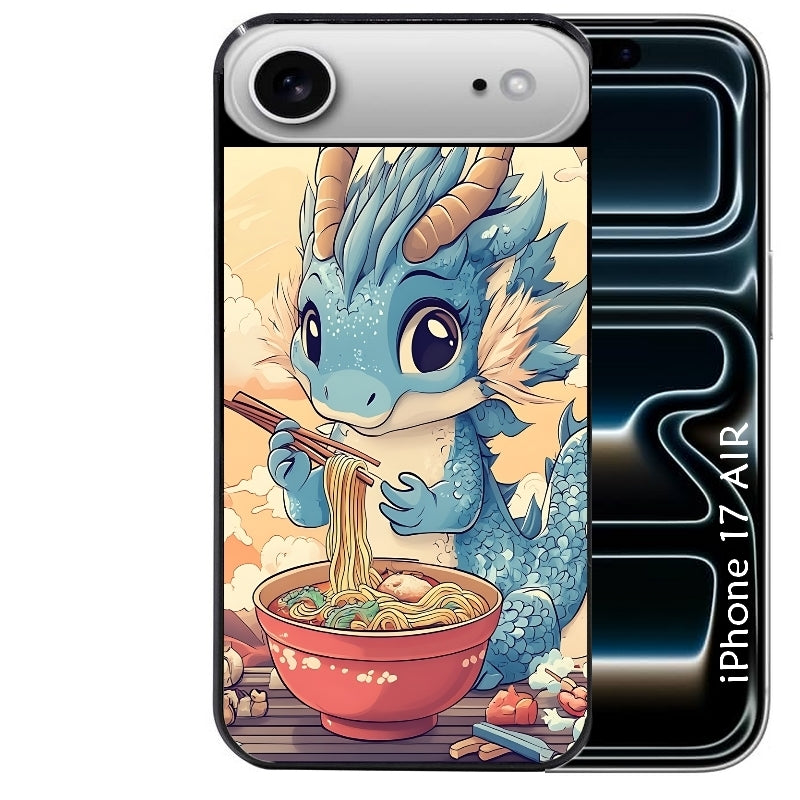 Coque noire taperso pour Iphone 17 17E AIR MAX PRO avec motif dragon ramen 2 protection antichoc personnalisée