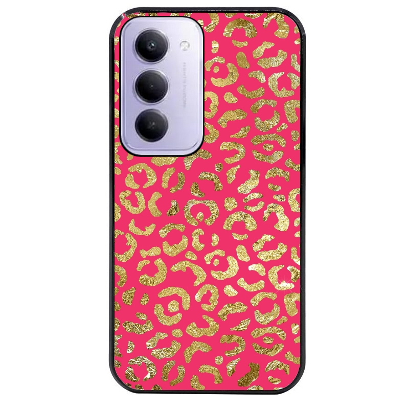 Coque noire taperso pour Redmi 15 4G et 5G avec motif leopard fuschia protection antichoc personnalisée
