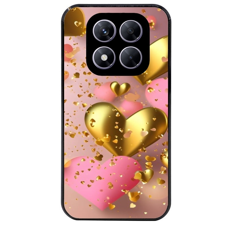 Coque noire taperso pour Redmi Note 14 et PRO PLUS 4G 5G avec motif coeur rose protection antichoc personnalisée