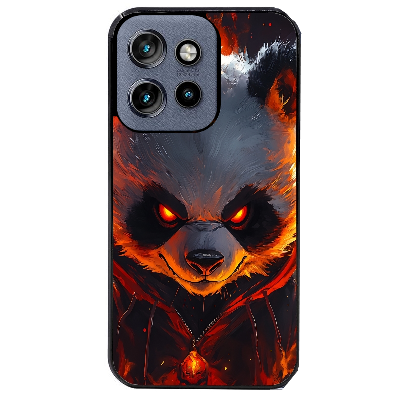 Coque noire taperso pour Moto Edge 60 et Neo Fusion Pro avec motif panda very angry protection antichoc personnalisée