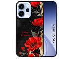 Coque noire taperso pour OPPO Reno 15 et F FS 5G avec motif fleur rouge avec prenom protection antichoc personnalisée