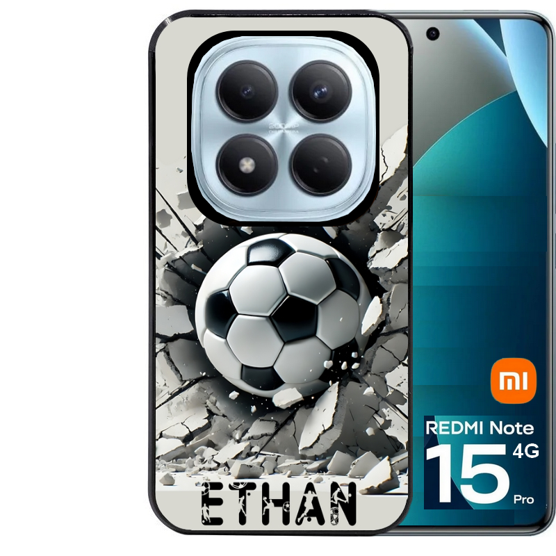 Coque noire taperso pour Redmi Note 15 et PRO PLUS 4G 5G avec motif foot beton personnalisee protection antichoc personnalisée