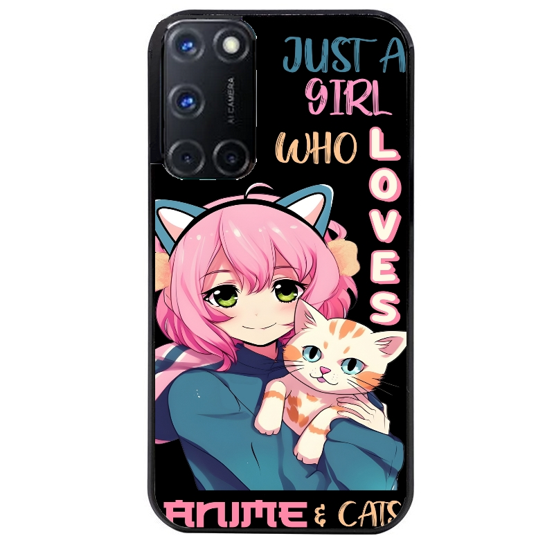 Coque noire taperso pour OPPO Reno 8 LITE avec motif anime et chat protection antichoc personnalisée