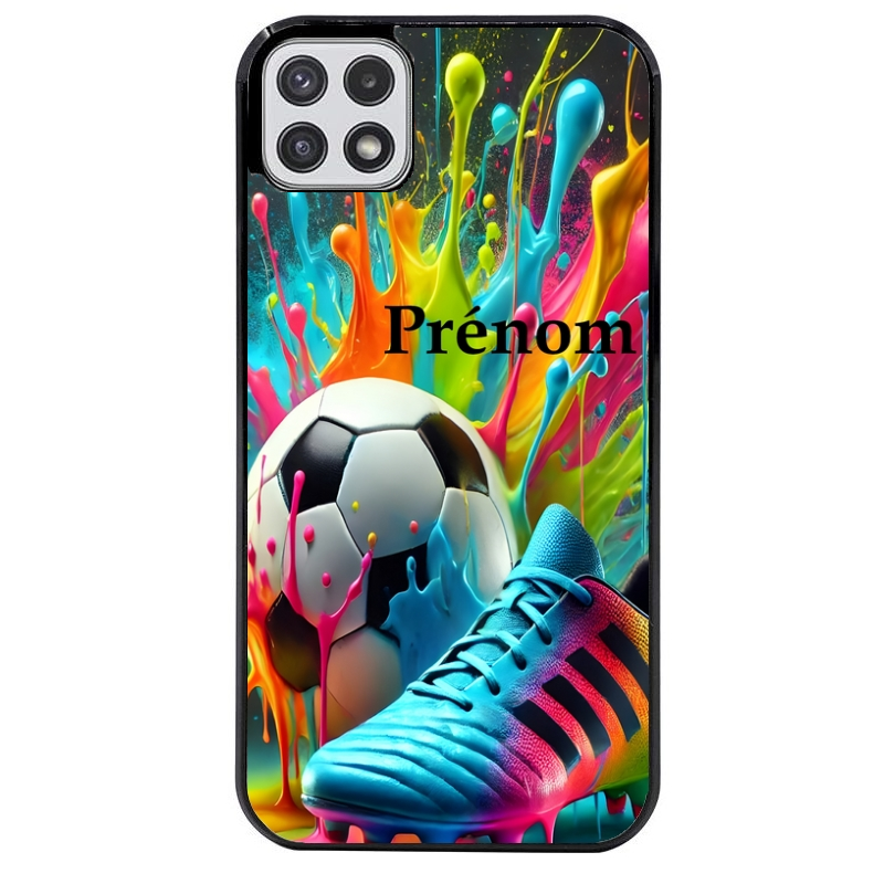Coque noire taperso pour galaxy A22 A32 A52 A52S 4G 5G  avec motif foot color personnalisee protection antichoc personnalisée