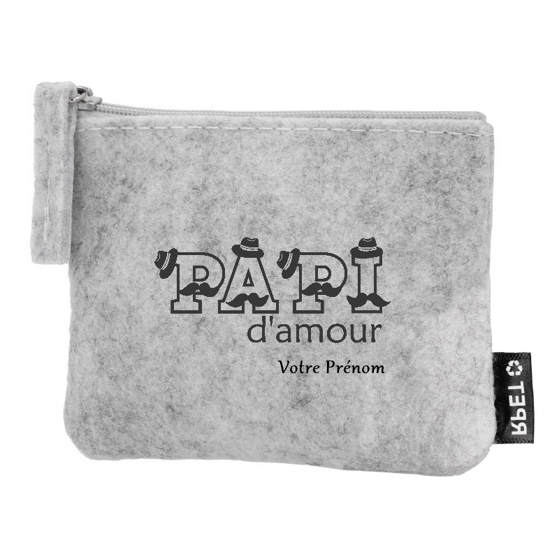 Porte monnaie personnalisé papi d'amour en feutrine en feutrine