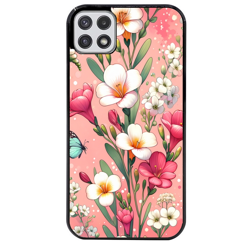 Coque noire taperso pour galaxy A22 A32 A52 A52S 4G 5G  avec motif fleur rose protection antichoc personnalisée