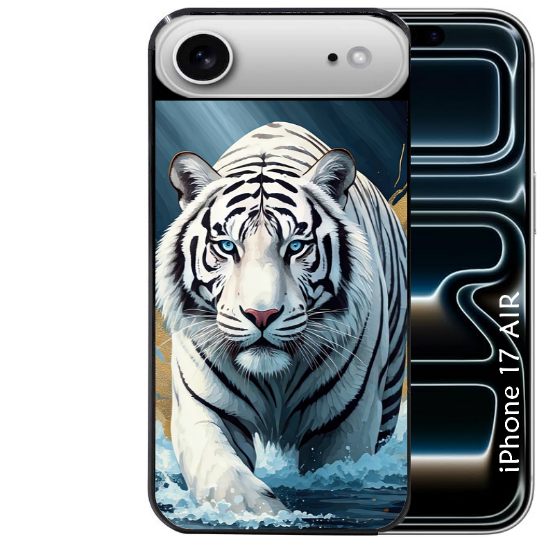 Coque noire taperso pour Iphone 17 17E AIR MAX PRO avec motif tigre polaire protection antichoc personnalisée