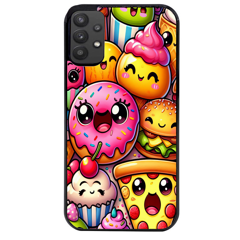 Coque noire taperso pour galaxy A22 A32 A52 A52S 4G 5G  avec motif anime donut kawaii protection antichoc personnalisée