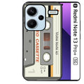 Coque noire taperso pour Redmi Note 13 PRO PLUS 5G avec motif cassette grise personnalisable protection antichoc personnalisée