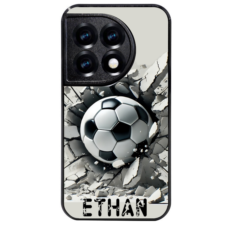Coque noire taperso pour OnePlus 11 et 12 avec motif foot beton personnalisee protection antichoc personnalisée