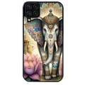 Coque noire taperso pour galaxy A22 A32 A52 A52S 4G 5G  avec motif elephant et lotus protection antichoc personnalisée