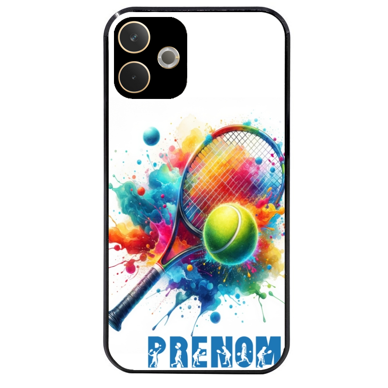 Coque noire taperso pour OPPO A5 PRO 4G et 5G avec motif tennis raquette personnalisee protection antichoc personnalisée