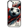 Coque noire taperso pour POCO C71 4G avec motif ballon foot avec prenom protection antichoc personnalisée