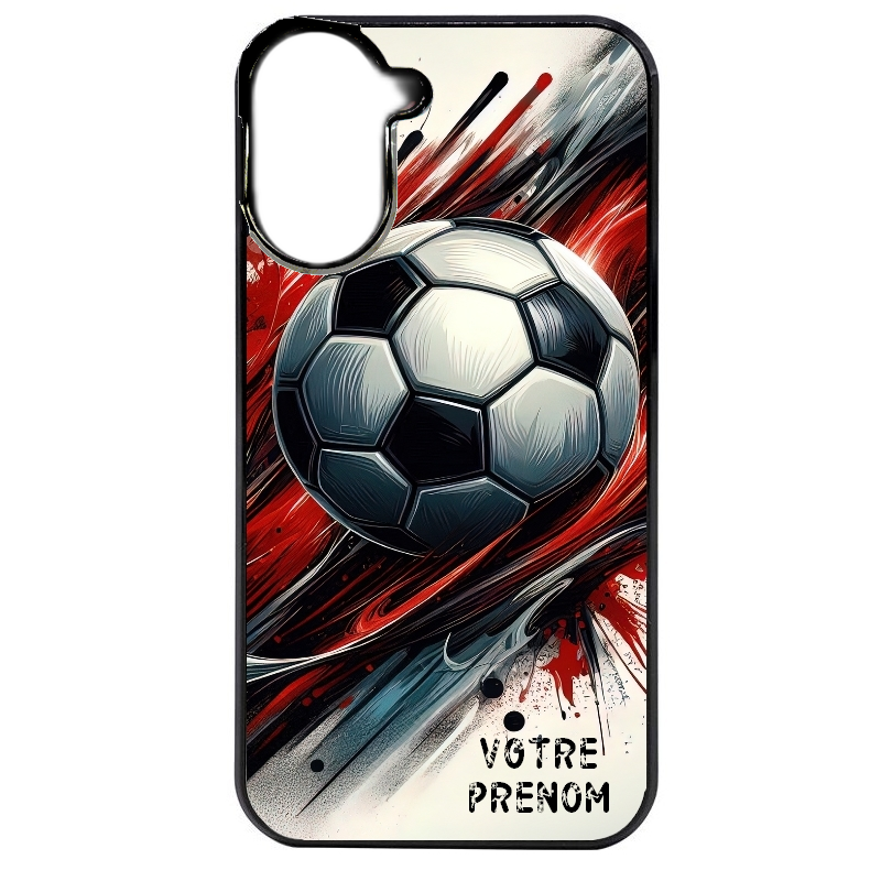 Coque noire taperso pour Redmi A5 4G avec motif ballon foot avec prenom protection antichoc personnalisée