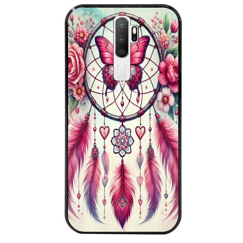 Coque noire taperso pour OPPO A5 A9 2020 avec motif dreamcatcher et papillon protection antichoc personnalisée