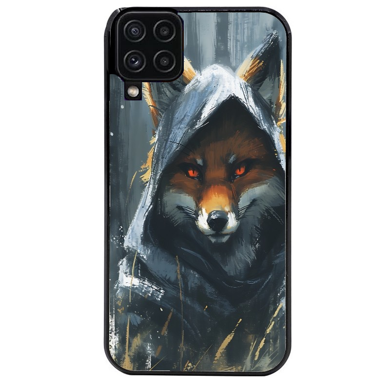 Coque noire taperso pour galaxy A22 A32 A52 A52S 4G 5G  avec motif renard fox des bois protection antichoc personnalisée