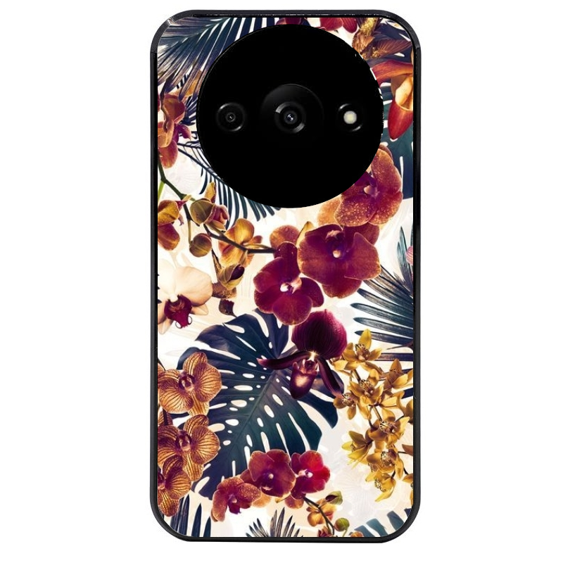 Coque noire taperso pour Redmi A3 avec motif jungle couleurs d'automne protection antichoc personnalisée