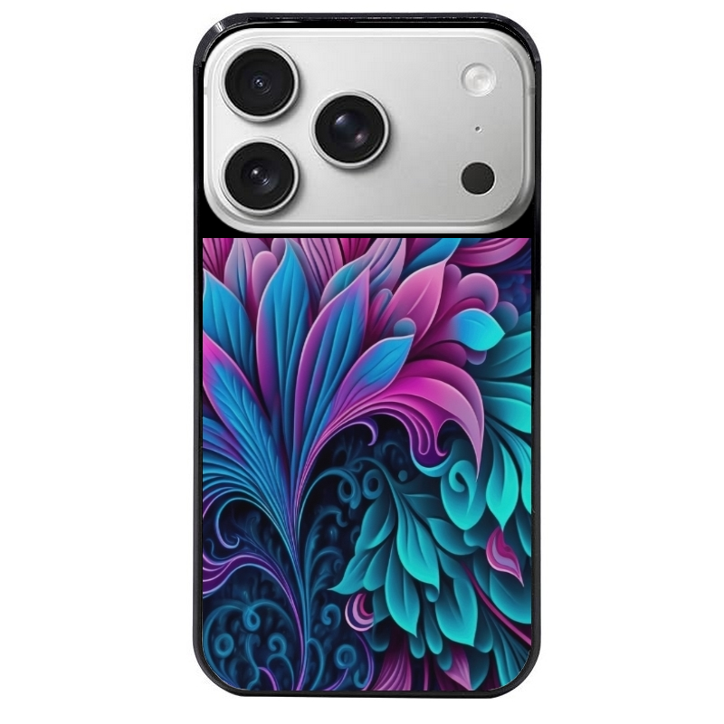 Coque noire taperso pour Iphone 17 17E AIR MAX PRO avec motif tropical violet et des fleurs protection antichoc personnalisée